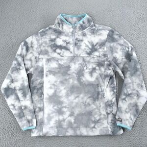 Chubbies Pullover Mens Large Gray White Tie Dye 1/4 Zip Camo Fleece Mock Neck